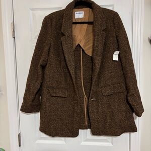 Old Navy Brown Blazer Relaxed Fit Notched Lapels